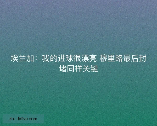 埃兰加:我的进球很漂亮 穆里略最后封堵同样关键 埃兰加:我的进球很漂亮 穆里略最后封堵同样关键