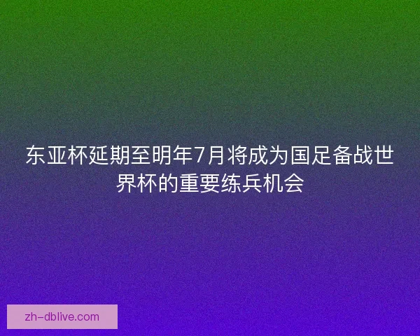 东亚杯延期至明年7月将成为国足备战世界杯的重要练兵机会