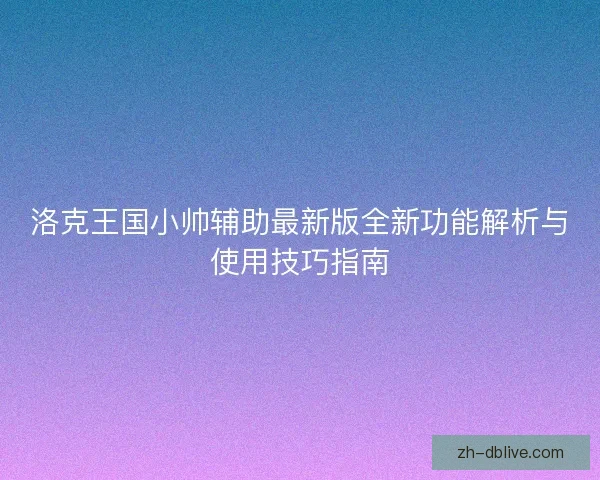 洛克王国小帅辅助最新版全新功能解析与使用技巧指南